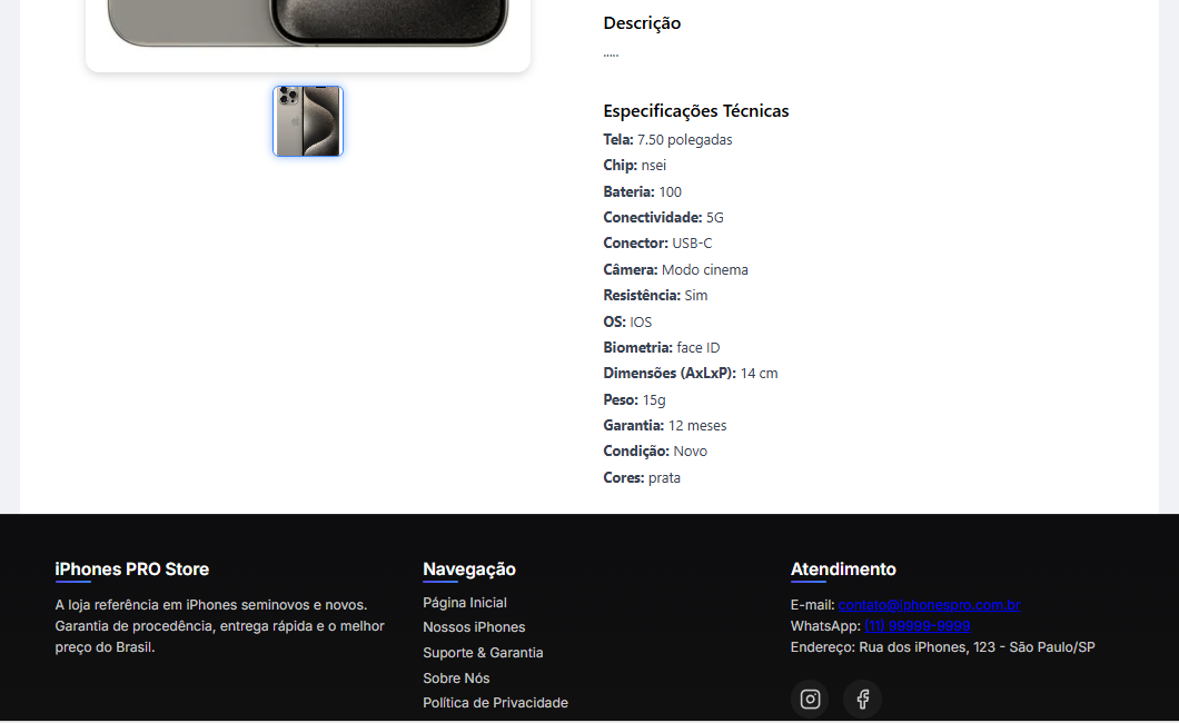 Informações de pagamento